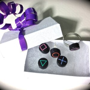 Playstation Button Controller Earrings and ring combo