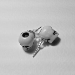 skull earrings // Small white skull earrings // skull bead stud earring