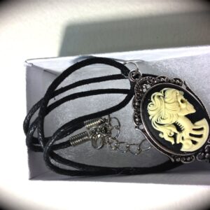 Skeleton bride cameo necklace
