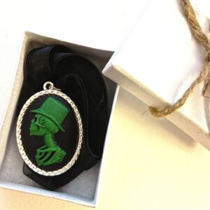 Green skeleton silhouette necklace