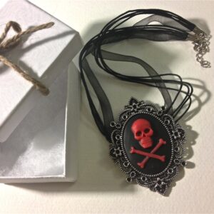 Skull and bones cameo necklace