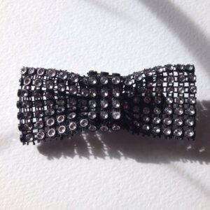 black and silver sparkle hair bow