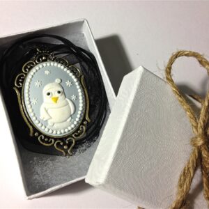 Snow owl cameo necklace