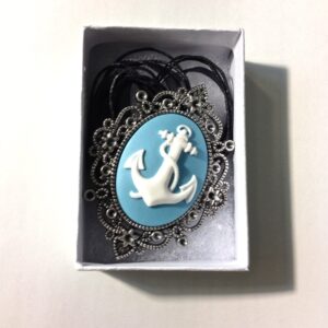 light blue anchor cameo necklace