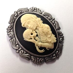 Lady sugar skull cameo brooch