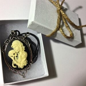 Lady with skull Cameo necklace