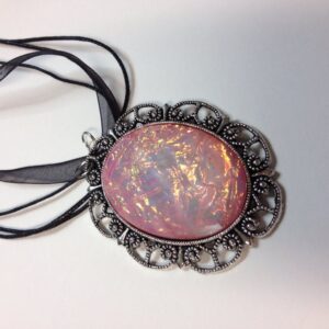 Rose Opal Cameo Necklace