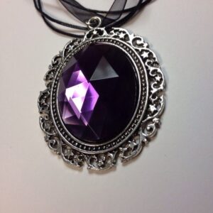Purple Jewel Necklace // Magical Amethyst Pendant // Faceted Purple Acrylic Faux Necklace