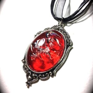 Red shattered Necklace // Fire opal Necklace // red crackled pendant