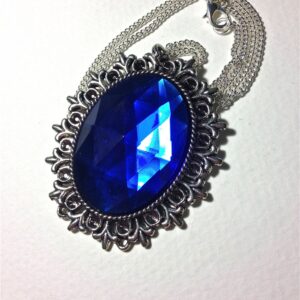 Sapphire jewel Necklace // Blue Jewel Necklace // Faceted Blue Jewel Pendant