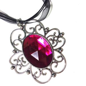 Fuchsia faceted stone Necklace // Fuchsia gemstone//  Fuchsia necklace // Pink faceted stone necklace