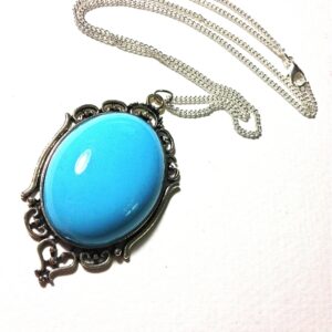 Teal Necklace // Light Blue large Necklace // Blue Acrylic Cabochon Necklace