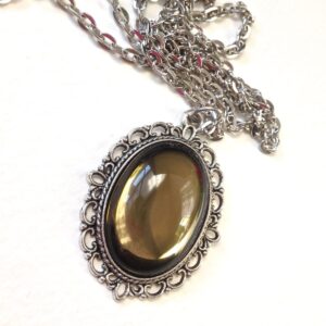 Black Diamond necklace //  Black Diamond Cameo Cabochon Necklace
