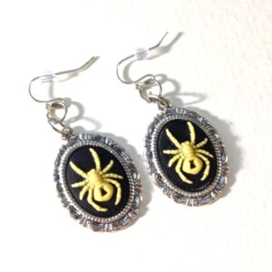 Black Widow Spider Cameo Earrings