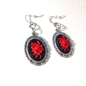 Red Rose Cameo earrings