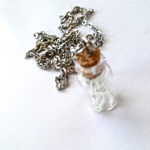Jar of snake ribs bones necklace