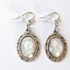 White opal faceted earrings
