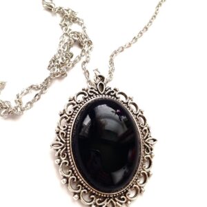 Jet black cabachon Necklace