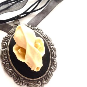 3d Bat Skull cameo necklace