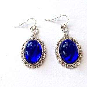 blue cabochon dangle earrings
