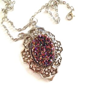 Gold Druzy Necklace // Peacock Druzy Necklace // Rainbow Druzy Necklace