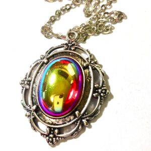 Czech Glass Siam AB Necklace // Glass Amethyst Necklace