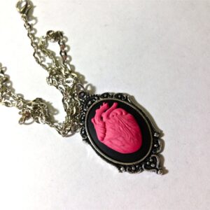 Anatomical heart cameo necklace