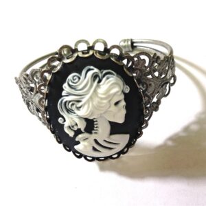 Lady Skeleton cameo cuff bracelet