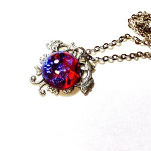Mexican Opal Dragons Breath Silver Filigree Necklace