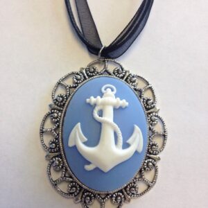 Blue Anchor Cameo Necklace