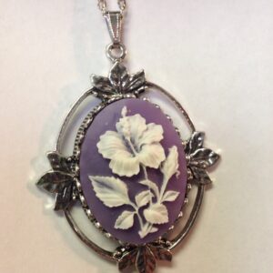 Purple Flower Cameo necklace // Purple flower // Flower cameo // Flower necklace
