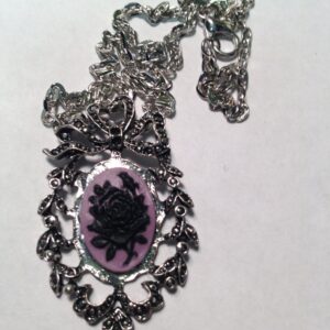 Purple Rose cameo necklace