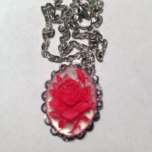Red Rose cameo necklace