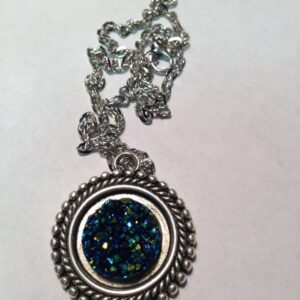 Small Circle Blue Druzy Necklace // Blue Druzy Necklace // Druzy Jewelry