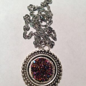 Small Circle Pink metallic Druzy Necklace //  Druzy Necklace // Druzy Jewelry