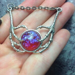 Dragon Claw Necklace, Dragons Breath,Dragon claw pendant, Mexican Opal, Wiccan pendant, pagan pendant