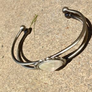 White Opal Cabochon Bracelet // White Opal faceted Cuff // Opal Jewelry